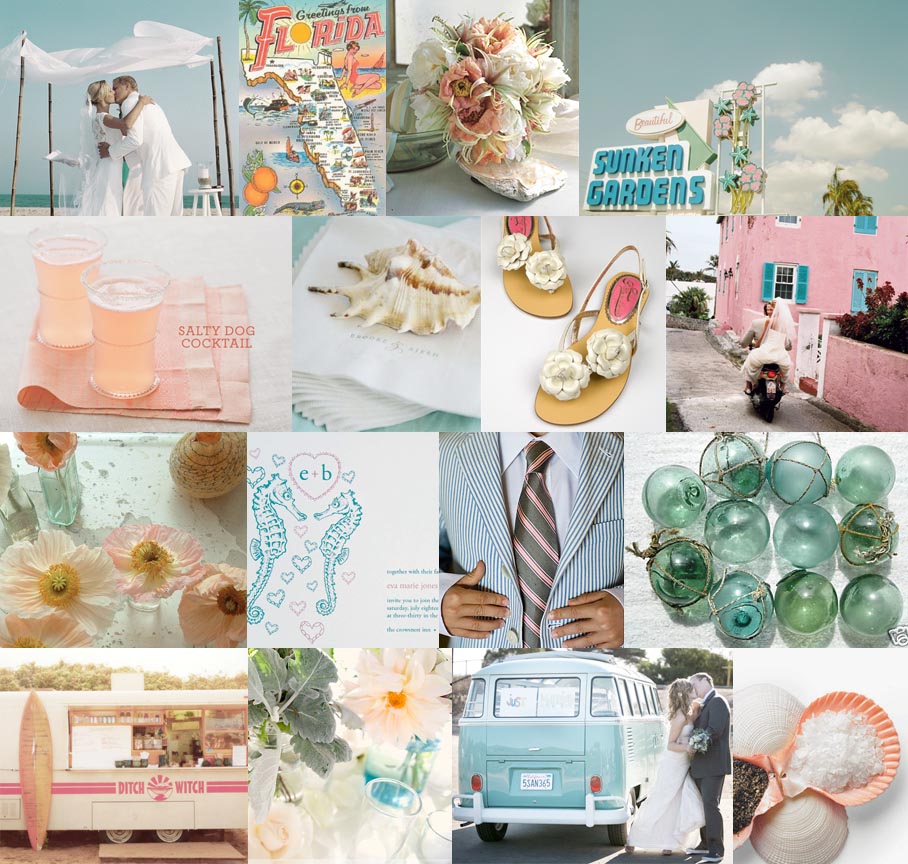 blue and pink vintage wedding theme